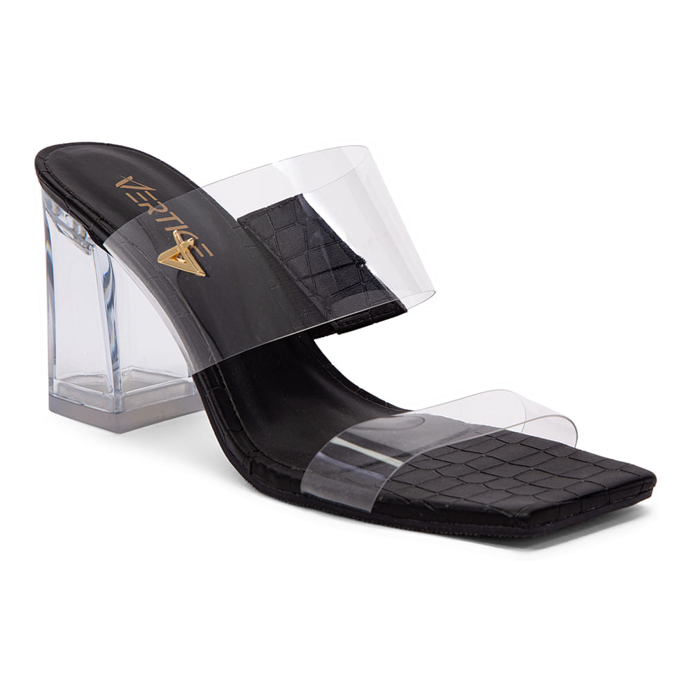 Tamanco Feminino Salto Quadrado - Preto