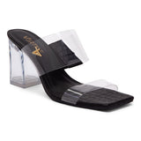 Tamanco Feminino Salto Quadrado - Preto
