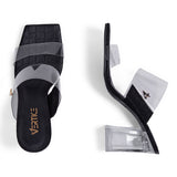 Tamanco Feminino Salto Quadrado - Preto