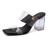 Tamanco Feminino Salto Quadrado - Preto