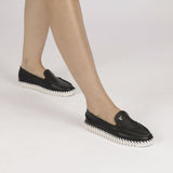 Sapato Mocassim Maleável  Feminino Couro  Preto