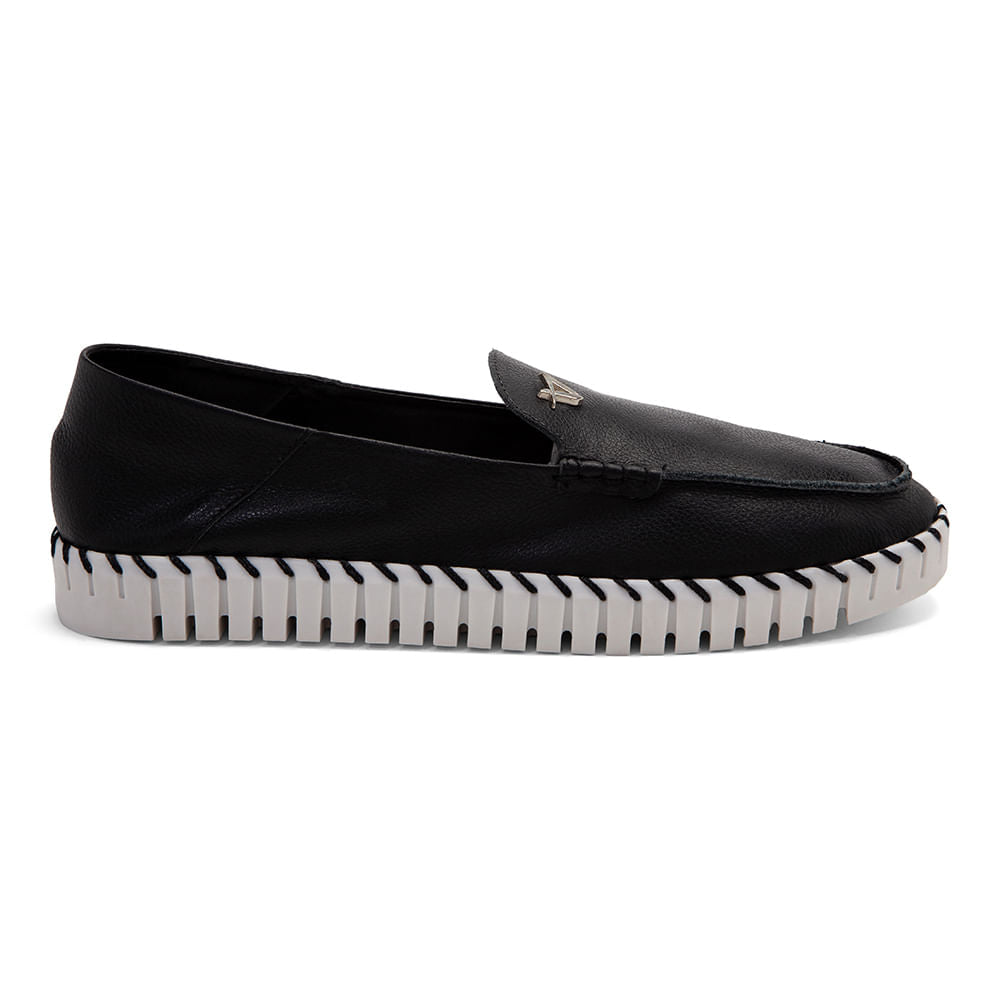 Sapato Mocassim Maleável  Feminino Couro  Preto
