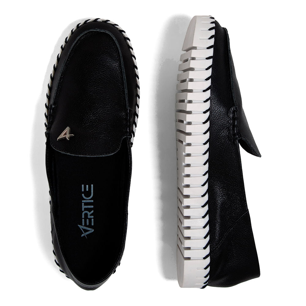 Sapato Mocassim Maleável  Feminino Couro  Preto