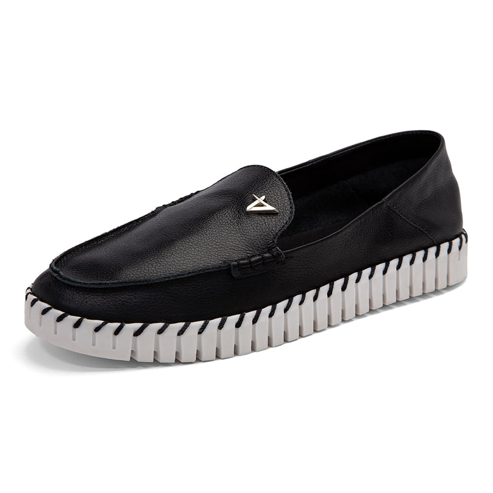Sapato Mocassim Maleável  Feminino Couro  Preto