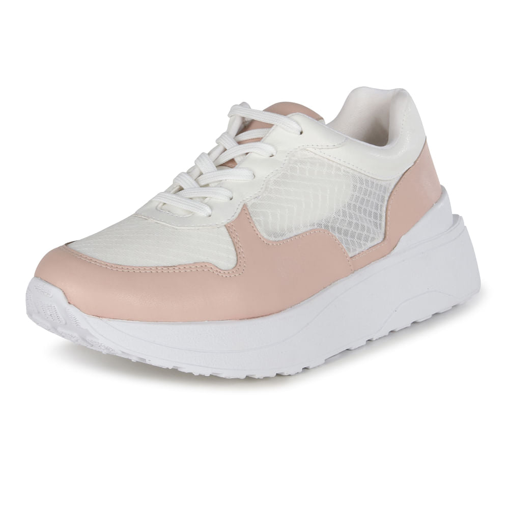 Tênis Flatform Jogging com Tela Rose