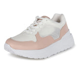 Tênis Flatform Jogging com Tela Rose
