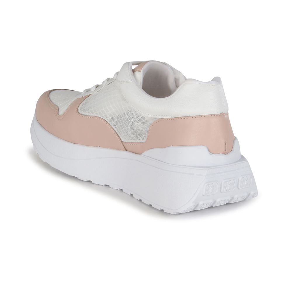 Tênis Flatform Jogging com Tela Rose