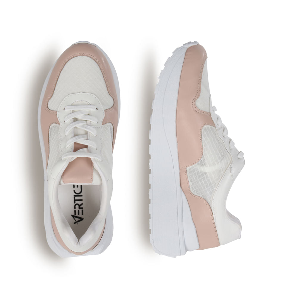 Tênis Flatform Jogging com Tela Rose