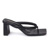 Mule Feminino Salto Médio Square Tiras Soft -  Preto