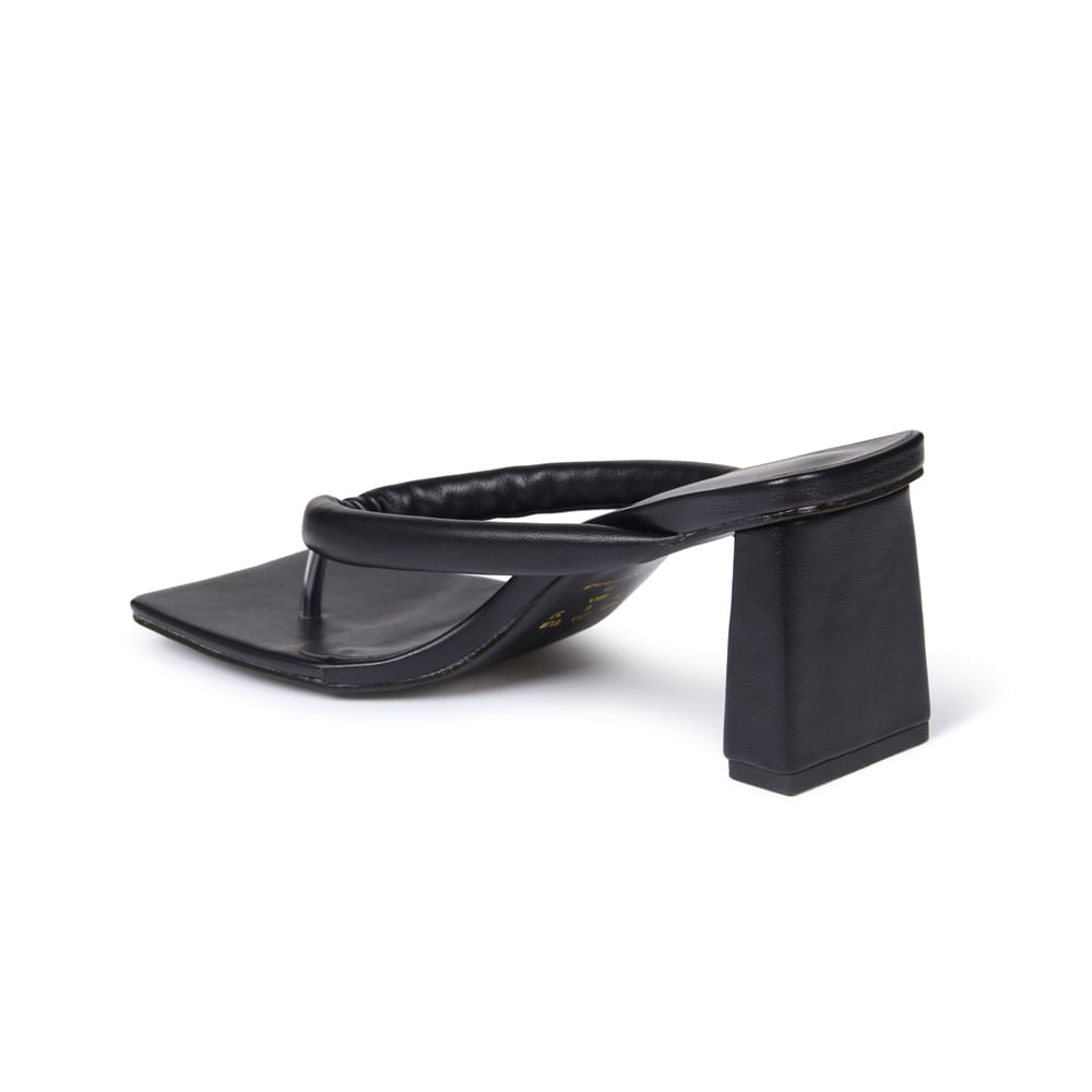 Mule Feminino Salto Médio Square Tiras Soft -  Preto