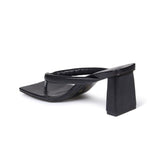 Mule Feminino Salto Médio Square Tiras Soft -  Preto