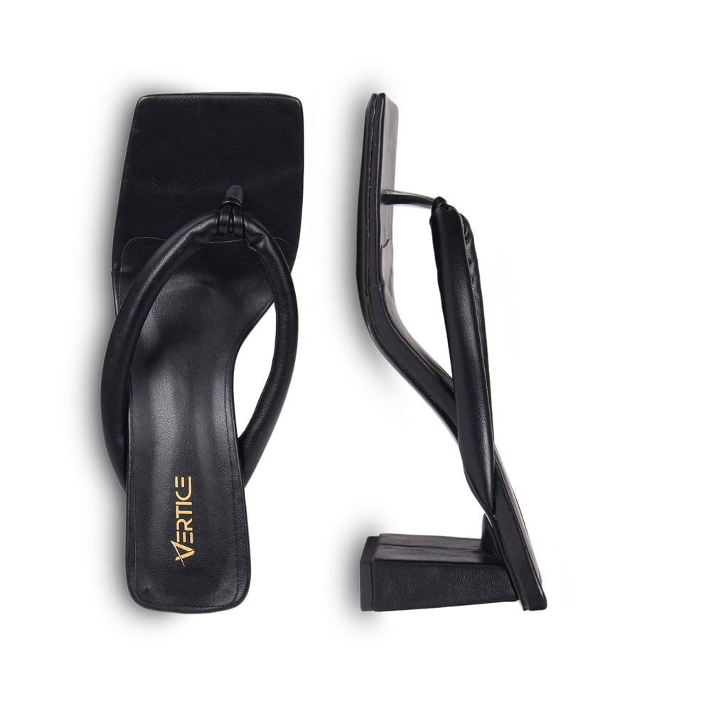 Mule Feminino Salto Médio Square Tiras Soft -  Preto