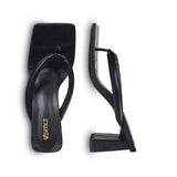 Mule Feminino Salto Médio Square Tiras Soft -  Preto