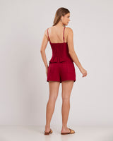 Conjunto  Short e Colete Vinho