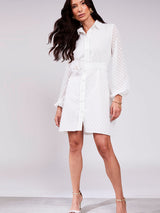 Vestido Curto Tecido 3D Offwhite