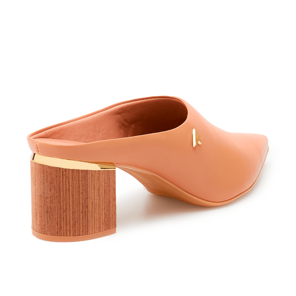 Mule Bico Fino Salto Bloco Terracota