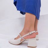 Scarpin Slingback Com Strass Offwhite