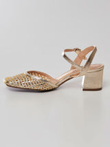 Sandália Slingback Tressê Ouro