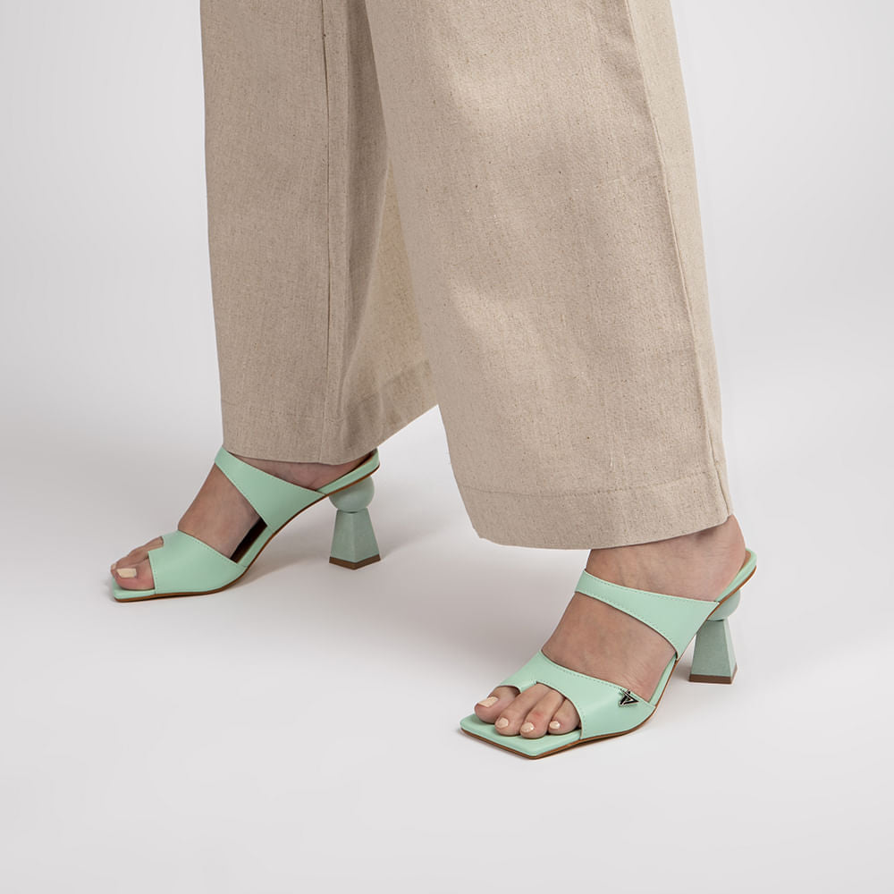 Mule Feminino Salto Médio Esfera - Verde