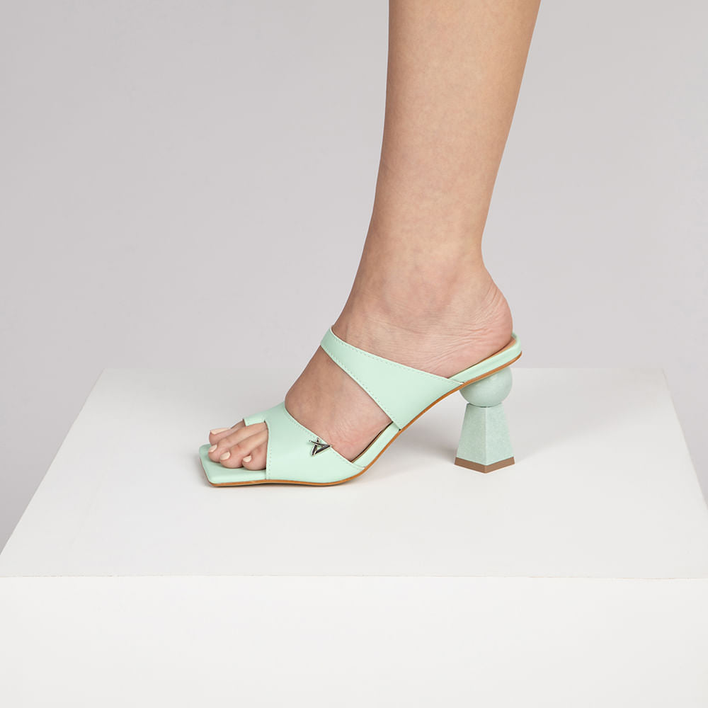 Mule Feminino Salto Médio Esfera - Verde