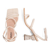 Sandália Feminina Salto Médio Esfera Offwhite