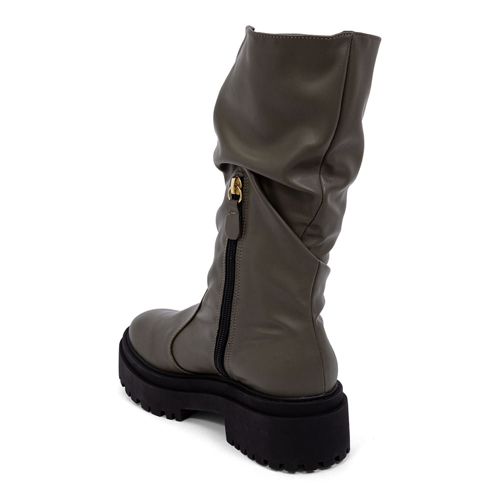 Bota Feminina Cano Longo Over Salto Tratorado  Verde