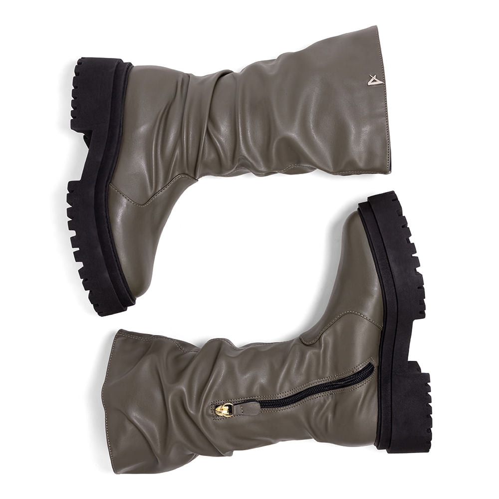 Bota Feminina Cano Longo Over Salto Tratorado  Verde
