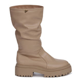 Bota Feminina Cano Longo Over Salto Tratorado  Bege