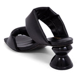Mule Tiras Soft Salto Ampulheta Preto