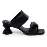 Mule Tiras Soft Salto Ampulheta Preto