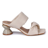 Mule Tiras Soft Salto Ampulheta Baunilha