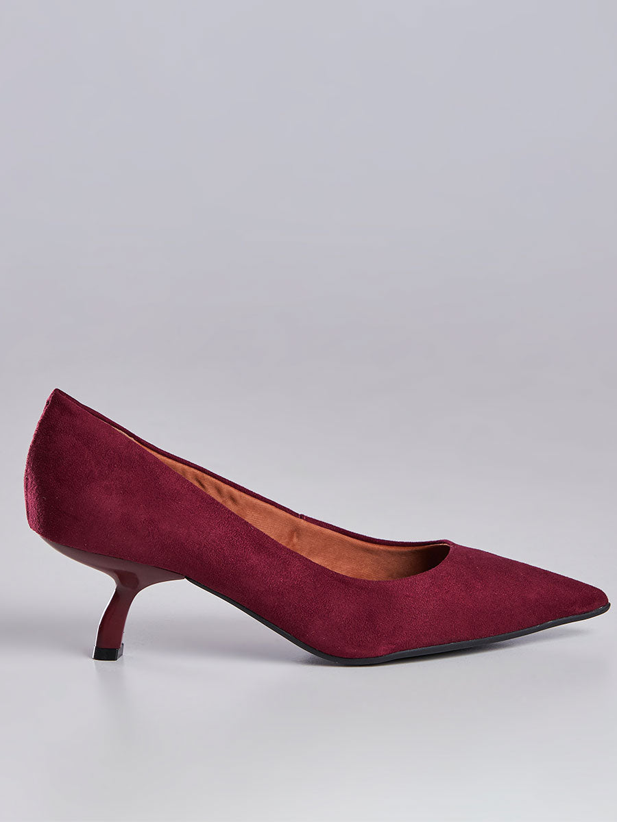 Scarpin Suede Vinho Bico Fino
