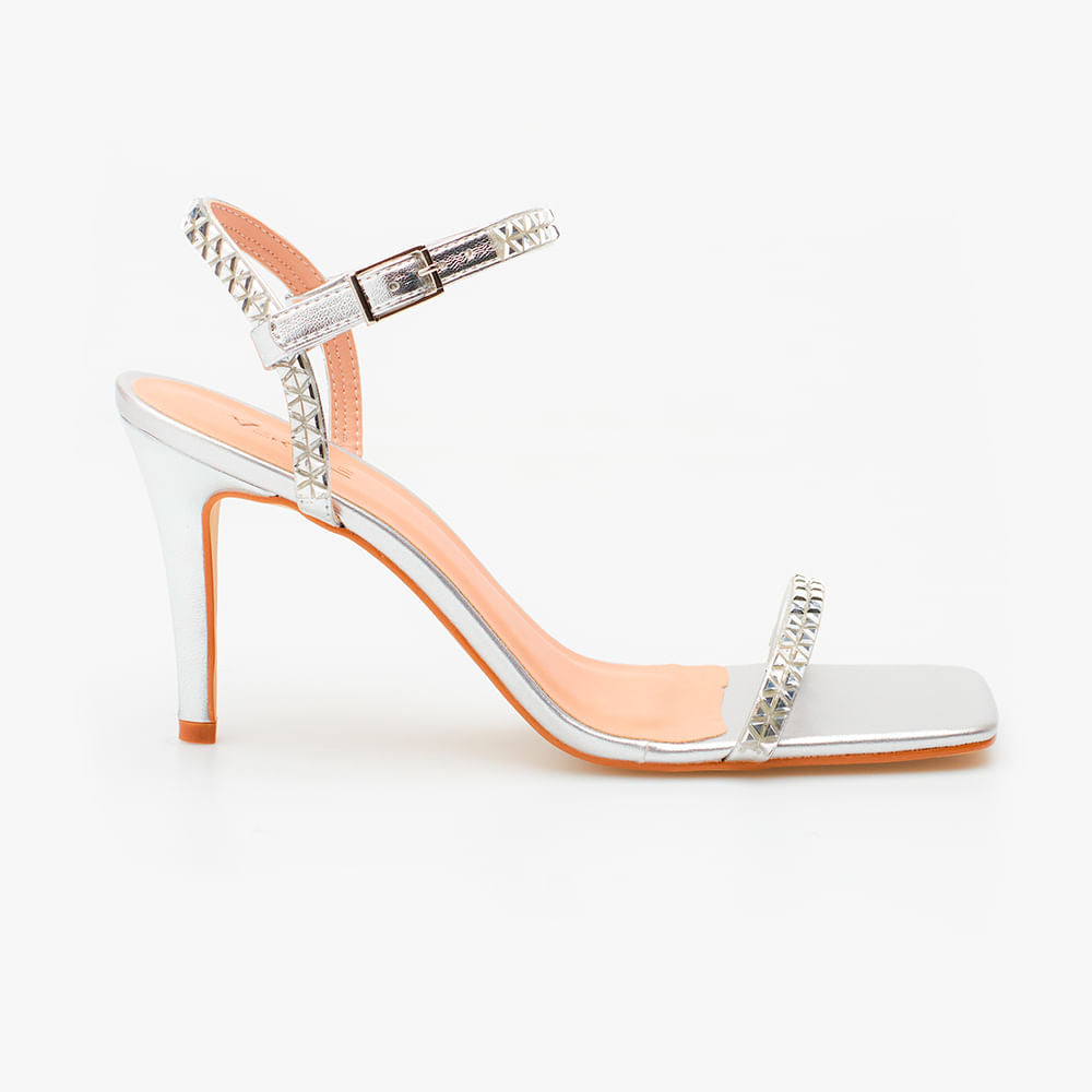 Sandália Metalica Strass Prata