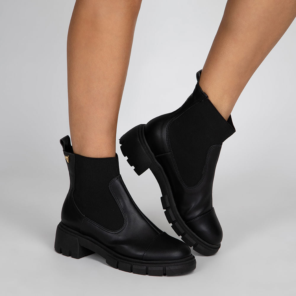 Bota Coturno Tratora Cano Médio  Preto