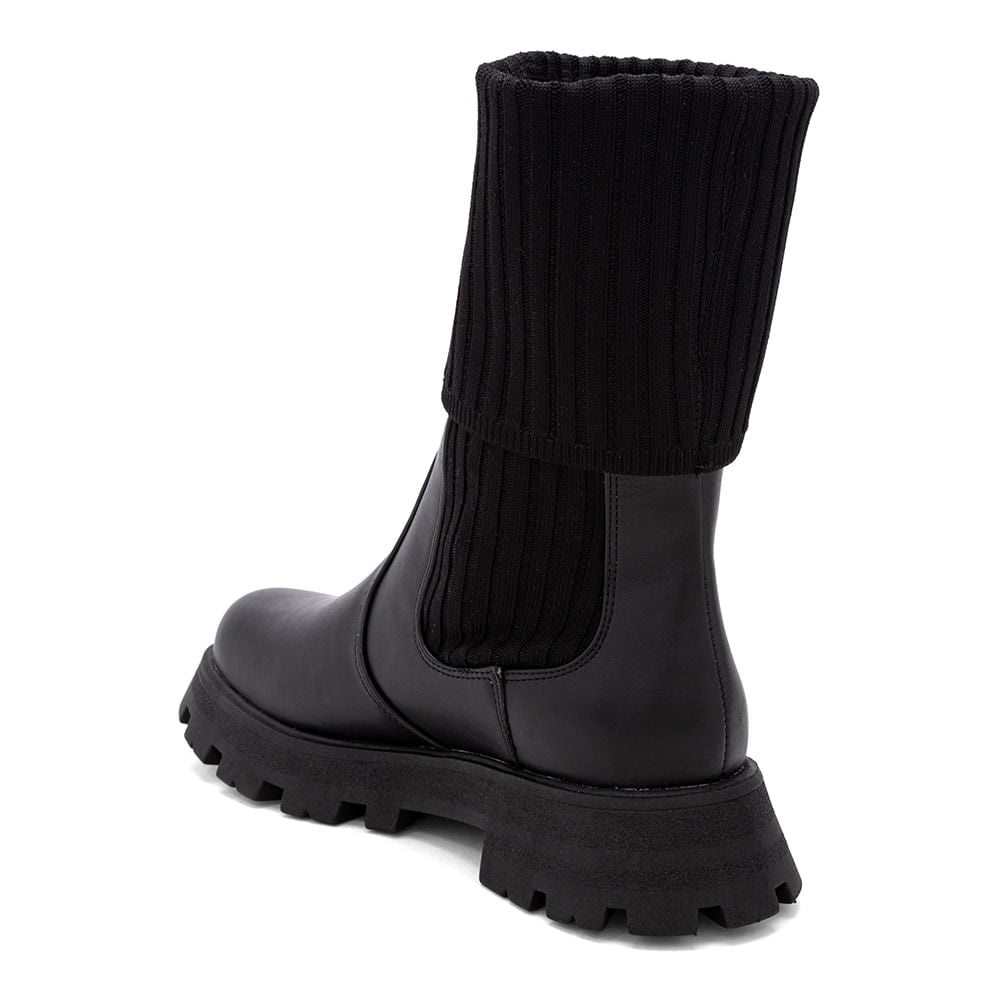 Bota Meia Coturno Cano Médio Tratorada  Preto