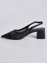Sandália Salto Bloco Slingback Preto