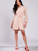 Vestido Curto Tecido 3D Nude
