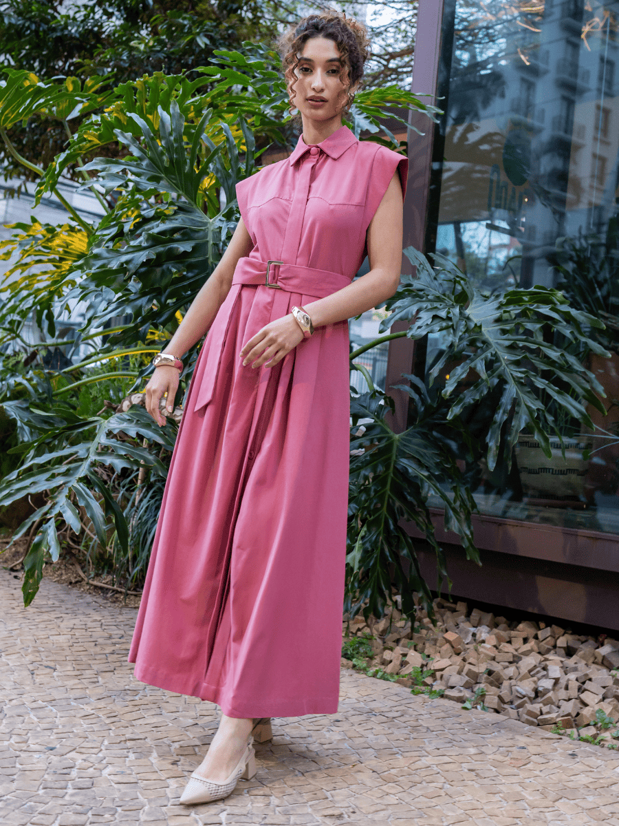 Vestido Longo Muscle Algodão Rosa