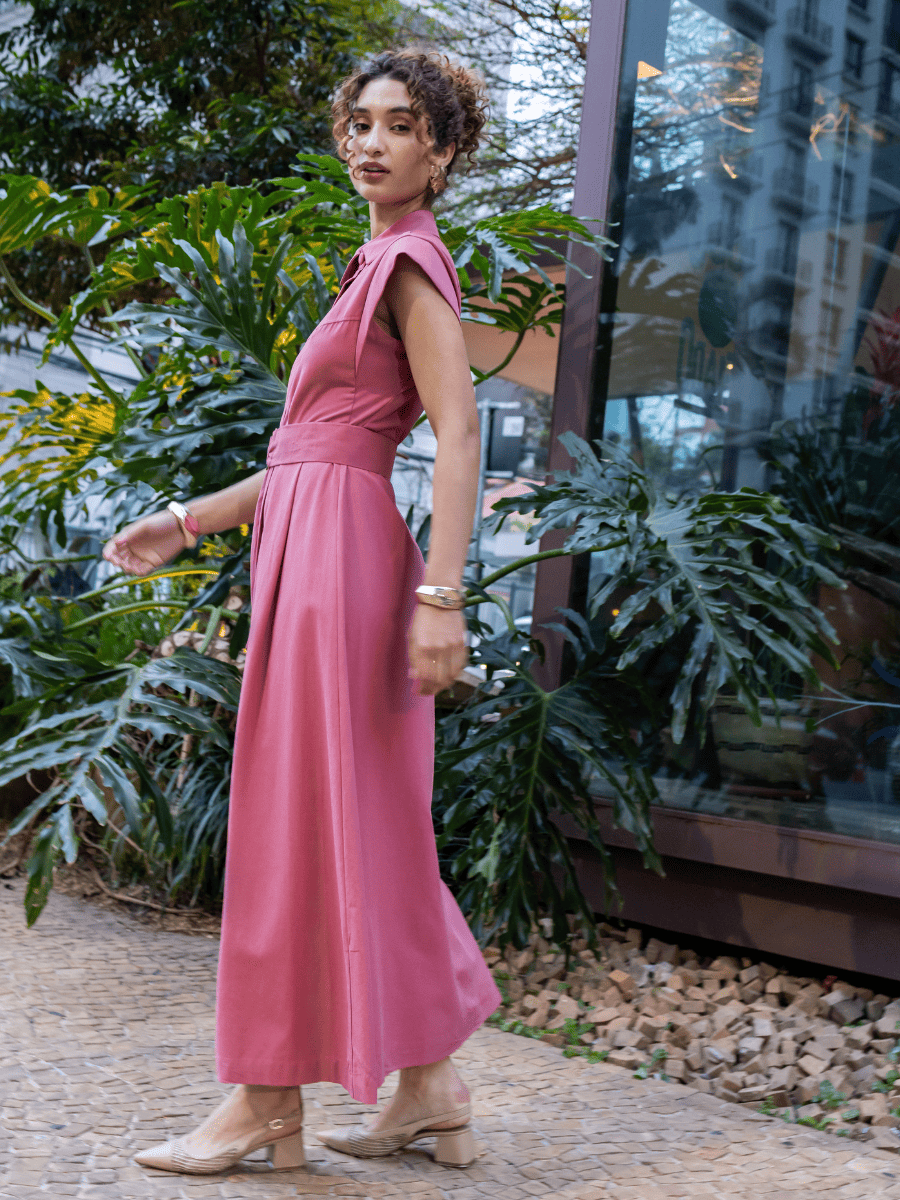 Vestido Longo Muscle Algodão Rosa