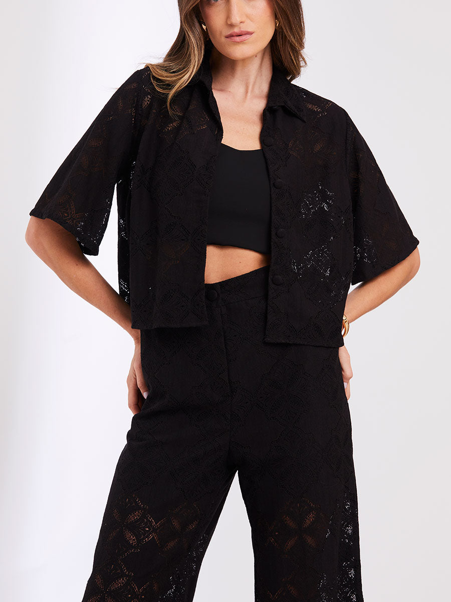Camisa Renda Floranza Preto