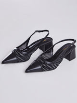 Sandália Salto Bloco Slingback Preto