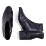 Bota de Couro Cano Médio Salto Bloco  Preto