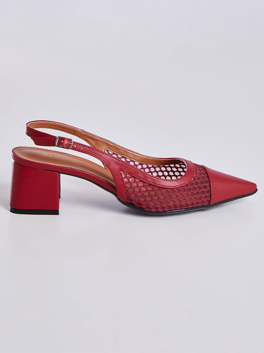Sandália Salto Bloco Slingback Vinho
