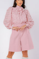 Bermuda Jords com Bolsos Faca Rosa