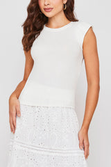 Blusa Muscle Tee com Ombreira Malha Conforto Offwhite