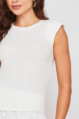 Blusa Muscle Tee com Ombreira Malha Conforto Offwhite