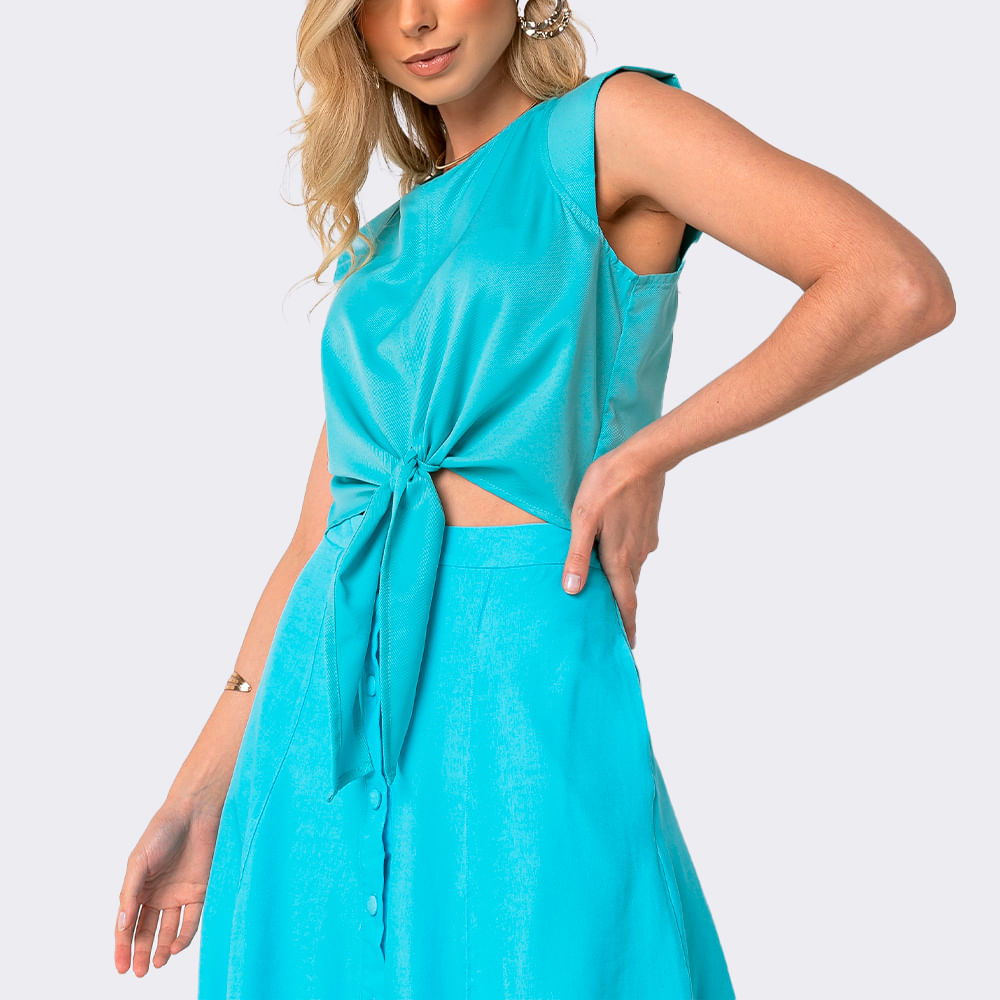 Blusa Musclee Amarração Azul