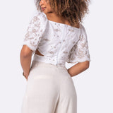 Blusa Manga Sino Bordada Nude