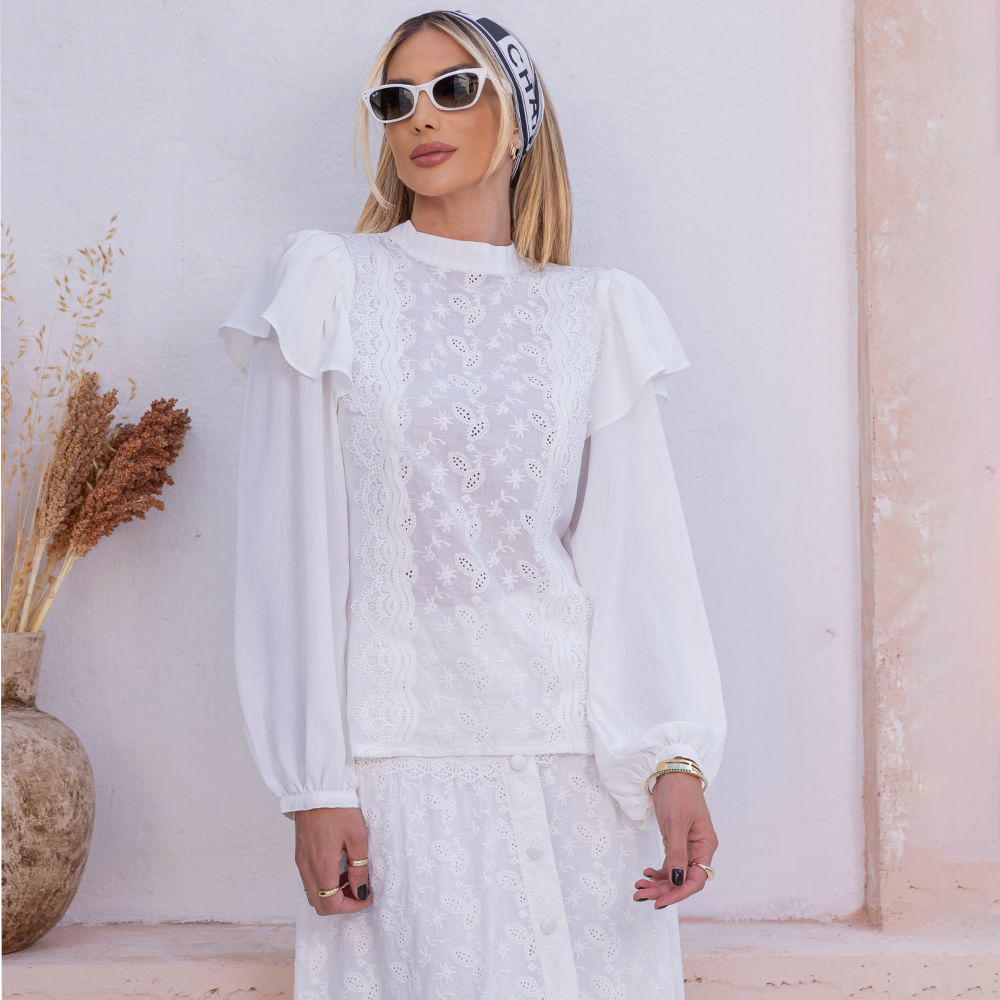 Blusa Babados Laise Offwhite