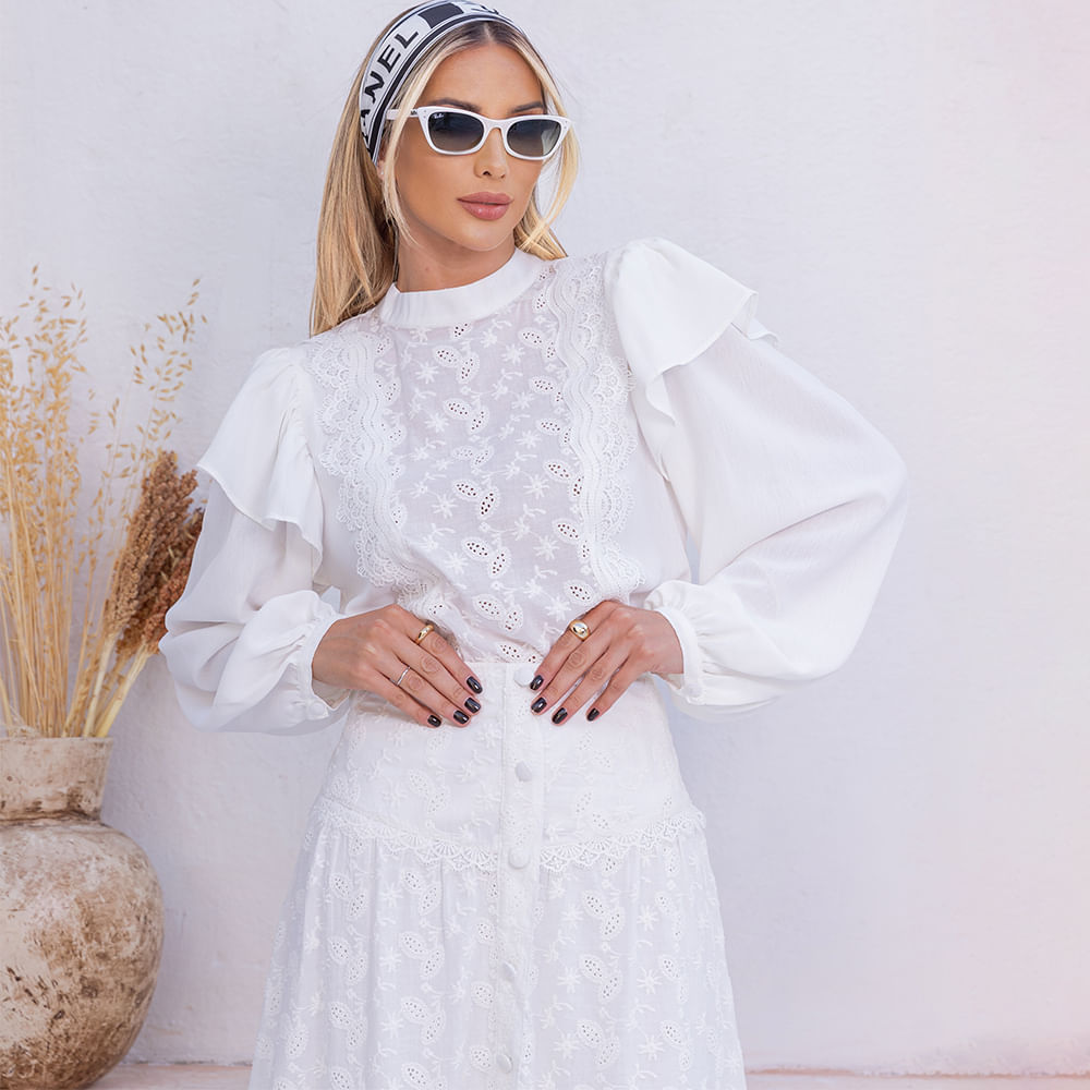 Blusa Babados Laise Offwhite